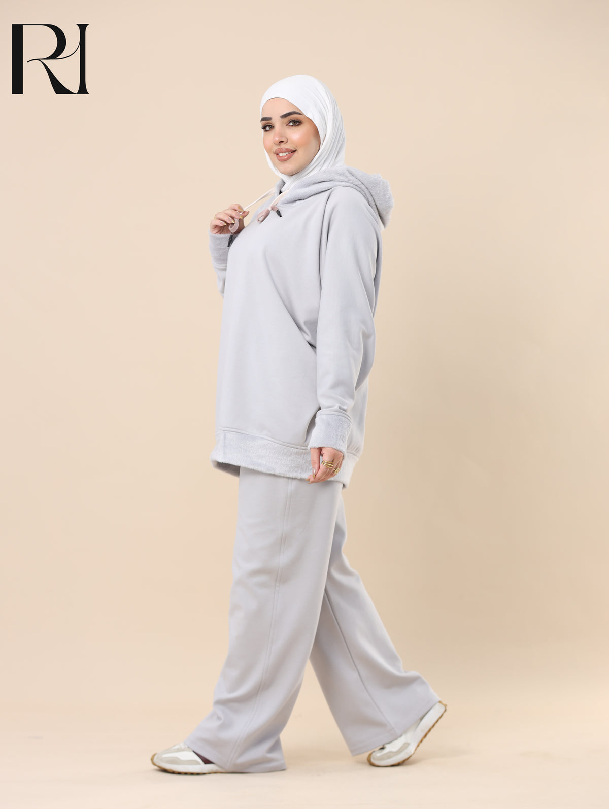 HANA CLOUD FLEECE-LINED TWO PIECE SET - GRAY