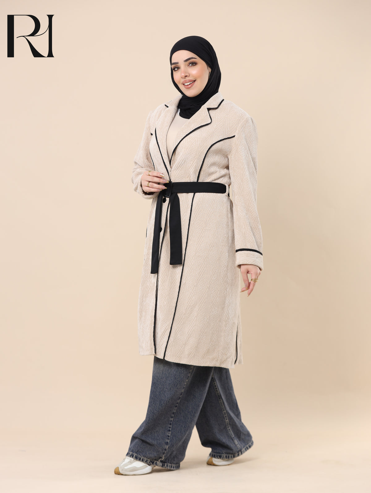 JANA TAILORED PLUSH BELTED COAT - SAND