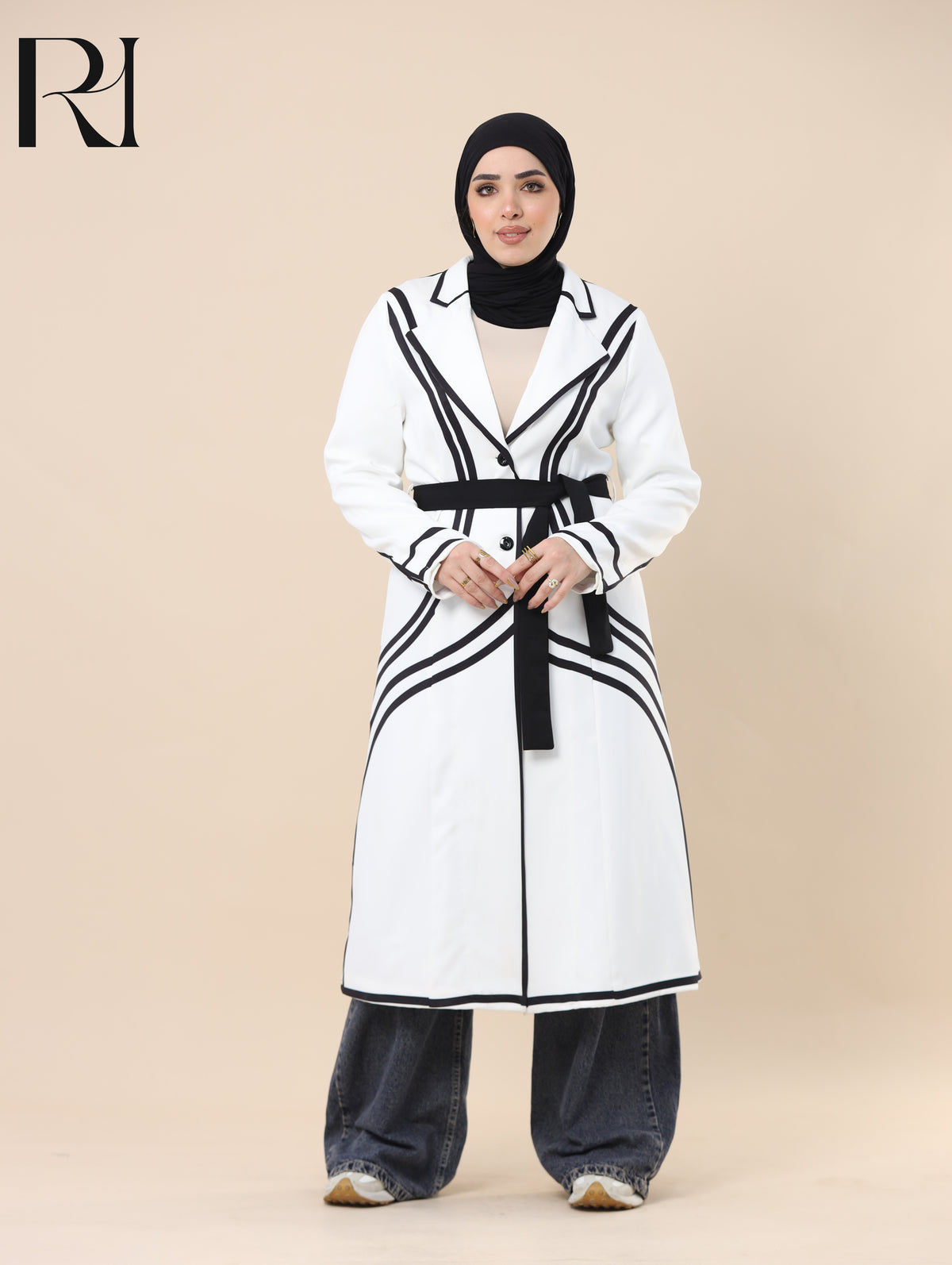 LEEN CONTOUR SOFT CREPE BELTED JACKET - WHITE
