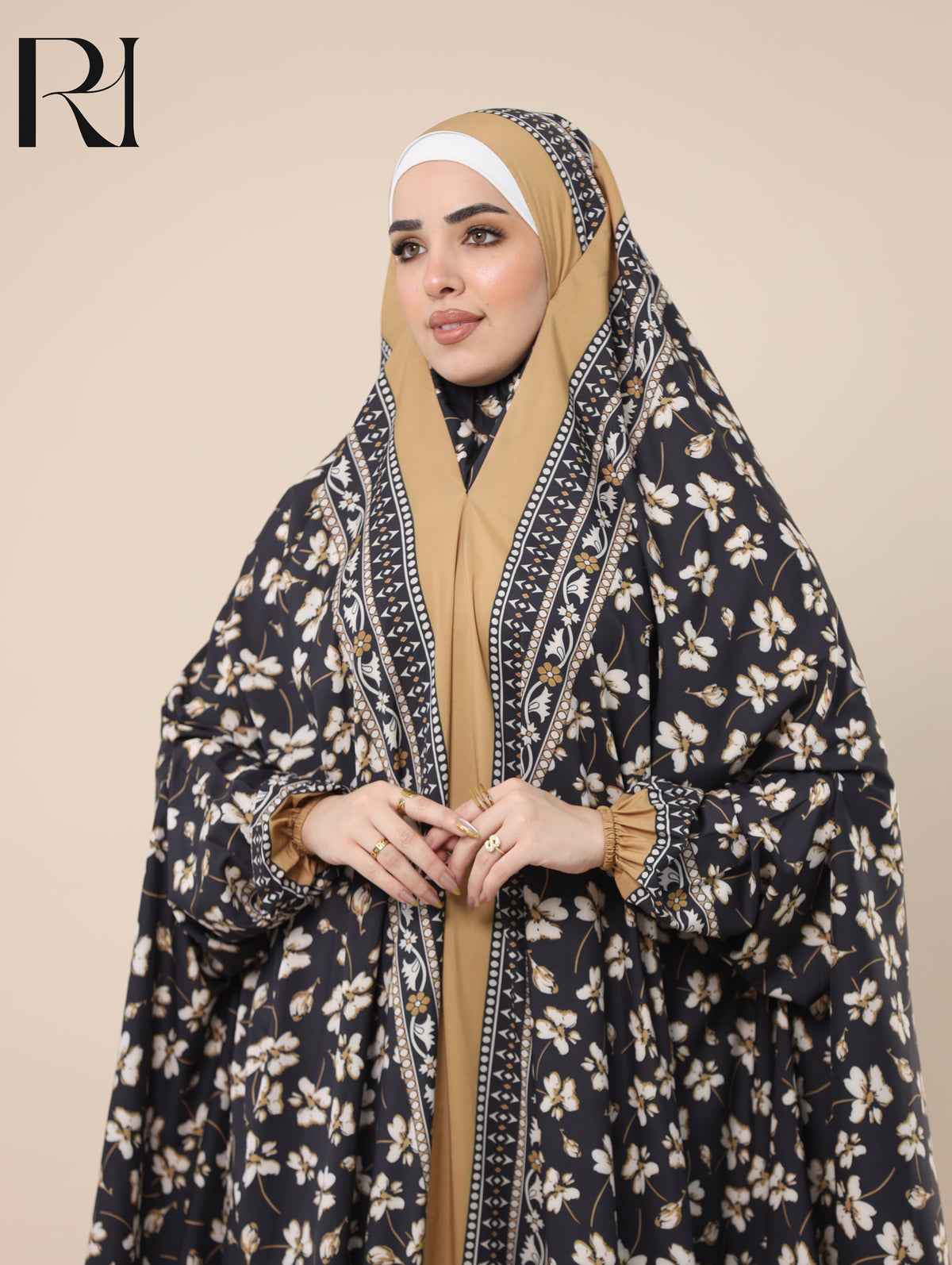 NADA MIDNIGHT BLOOM SATIN PRAYER GOWN - BLACK