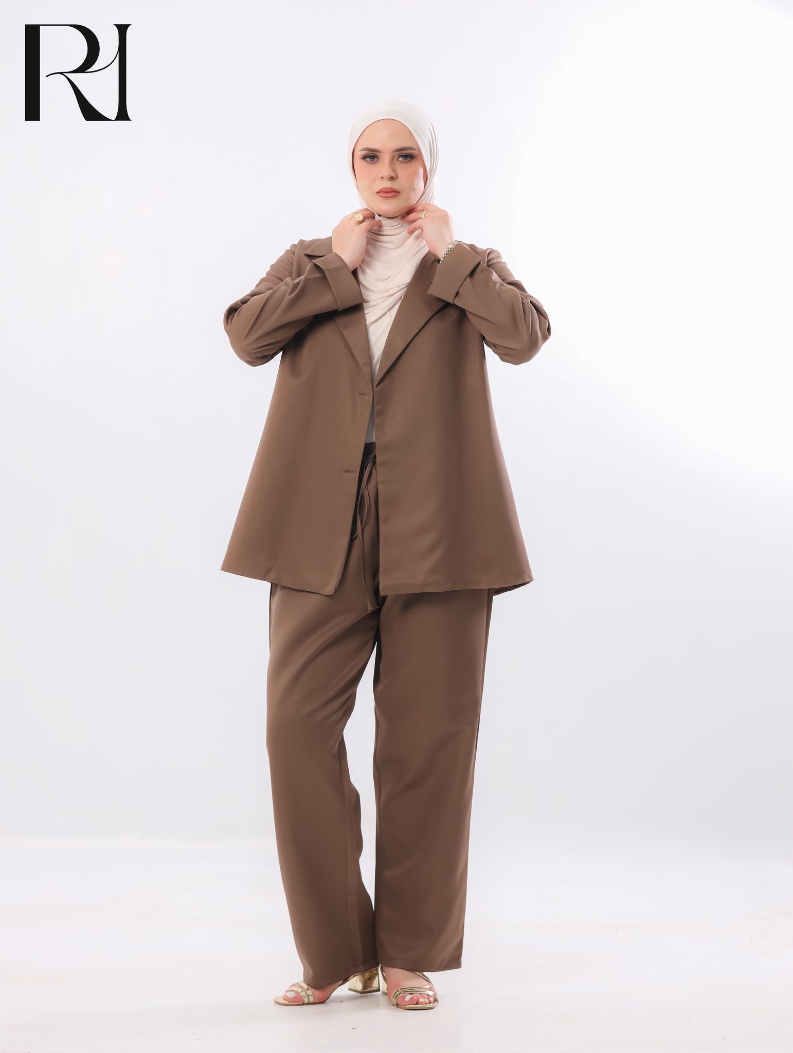 Lana Barbie Tailored Two Piece Set – Mocha Brown