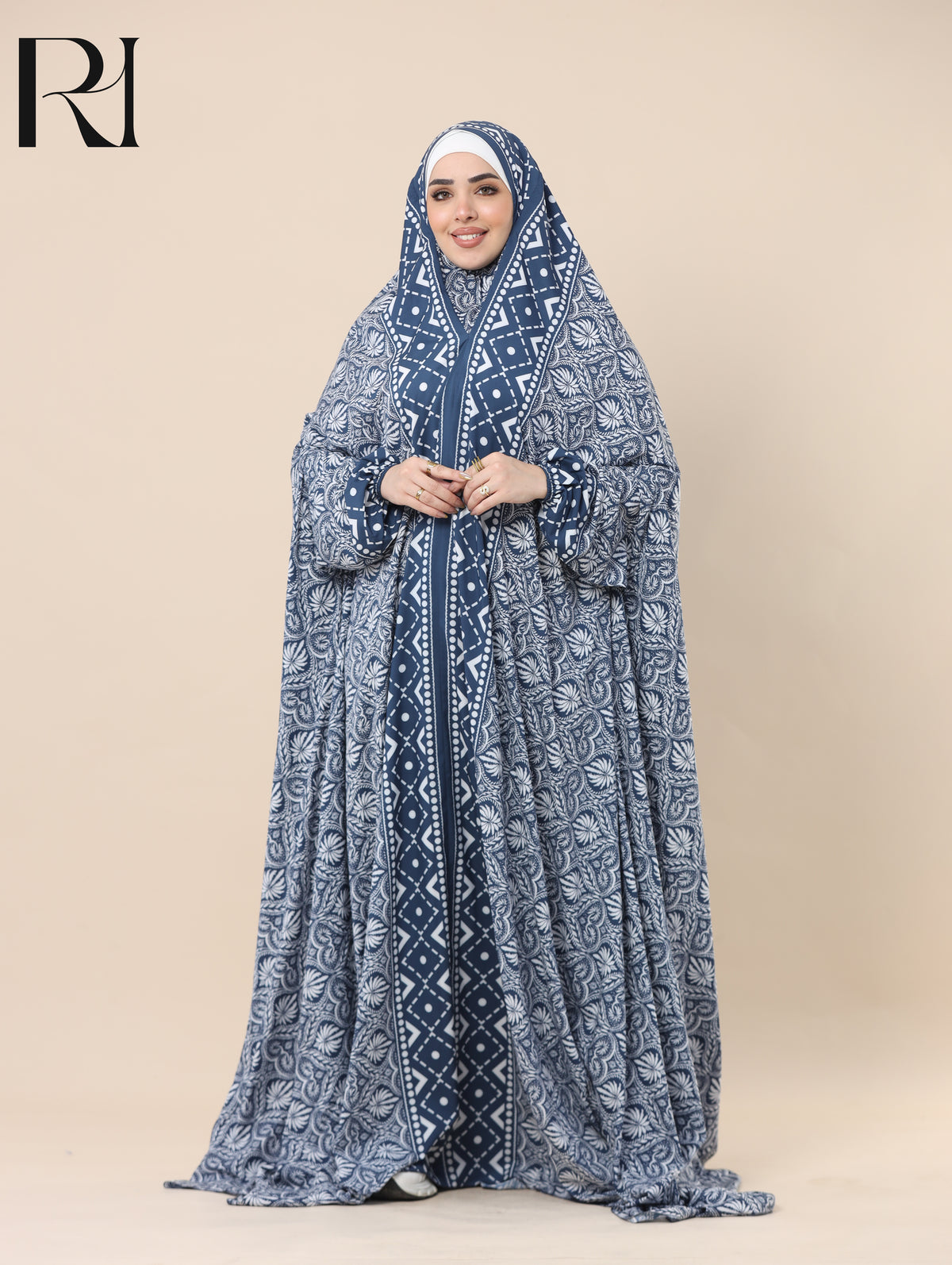 SELMA HERITAGE SATIN PRAYER GOWN - BLUE