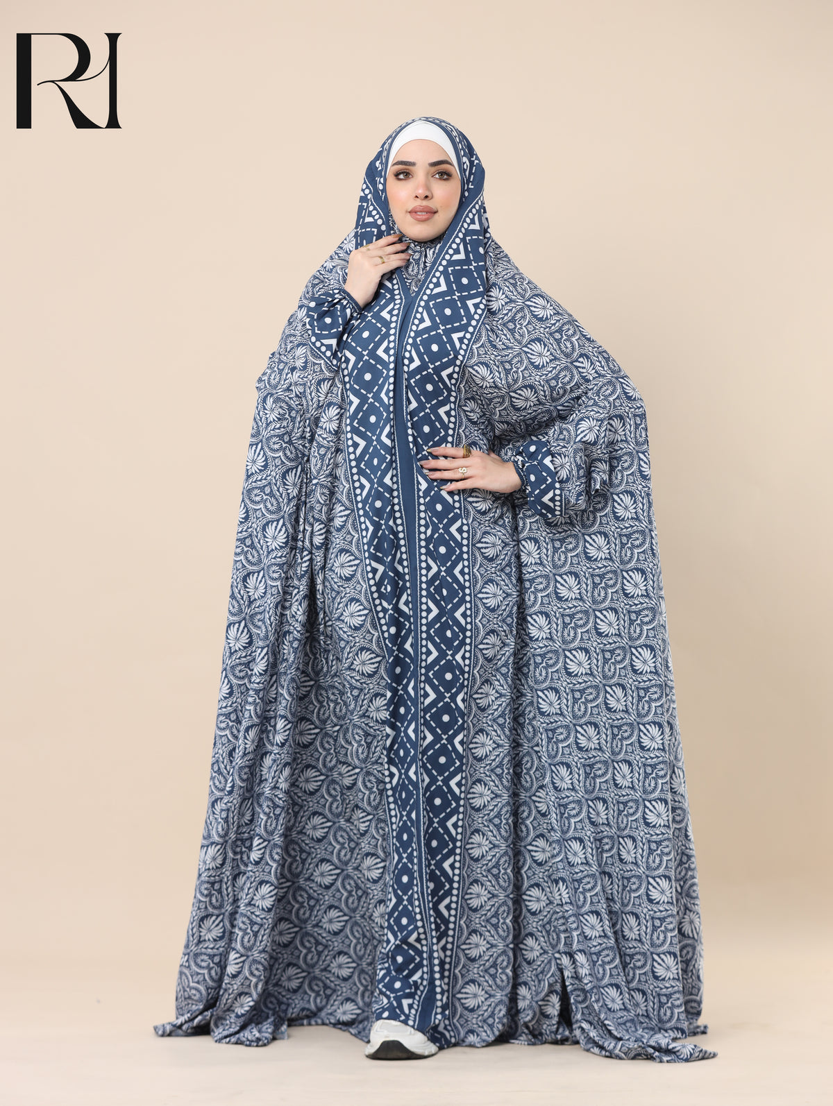 SELMA HERITAGE SATIN PRAYER GOWN - BLUE