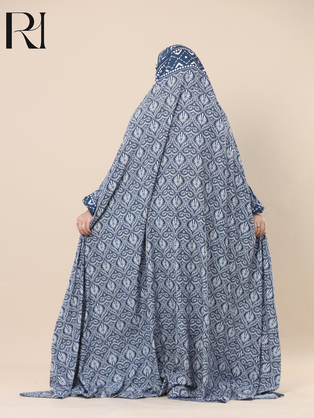 SELMA HERITAGE SATIN PRAYER GOWN - BLUE