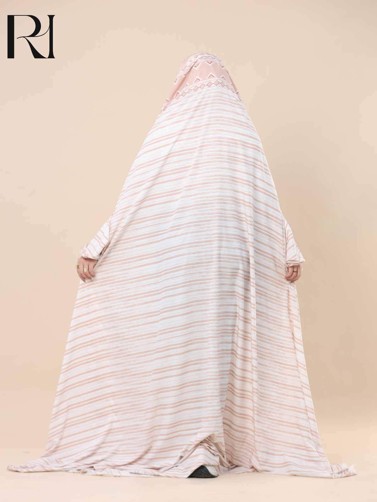 MAYSA SOFT STRIPE SATIN PRAYER GOWN - BLUSH