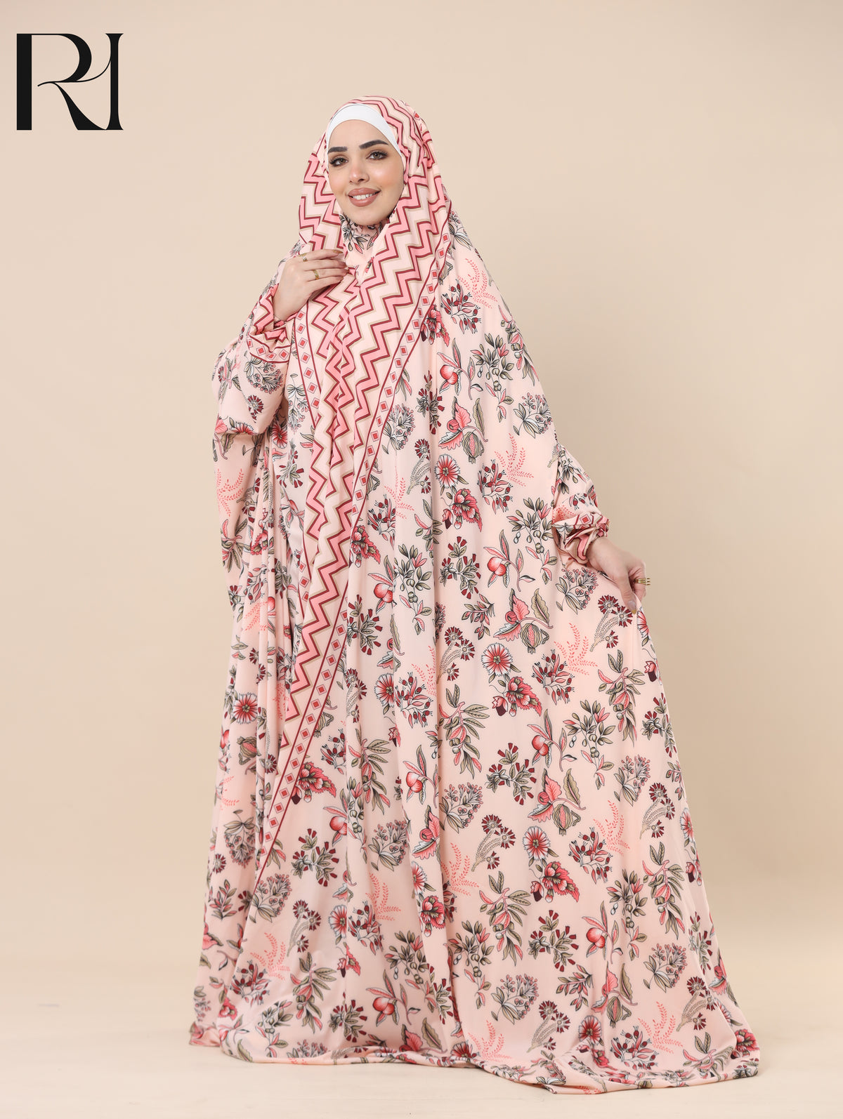 HIBA SUNRISE SATIN PRAYER GOWN - PEACH