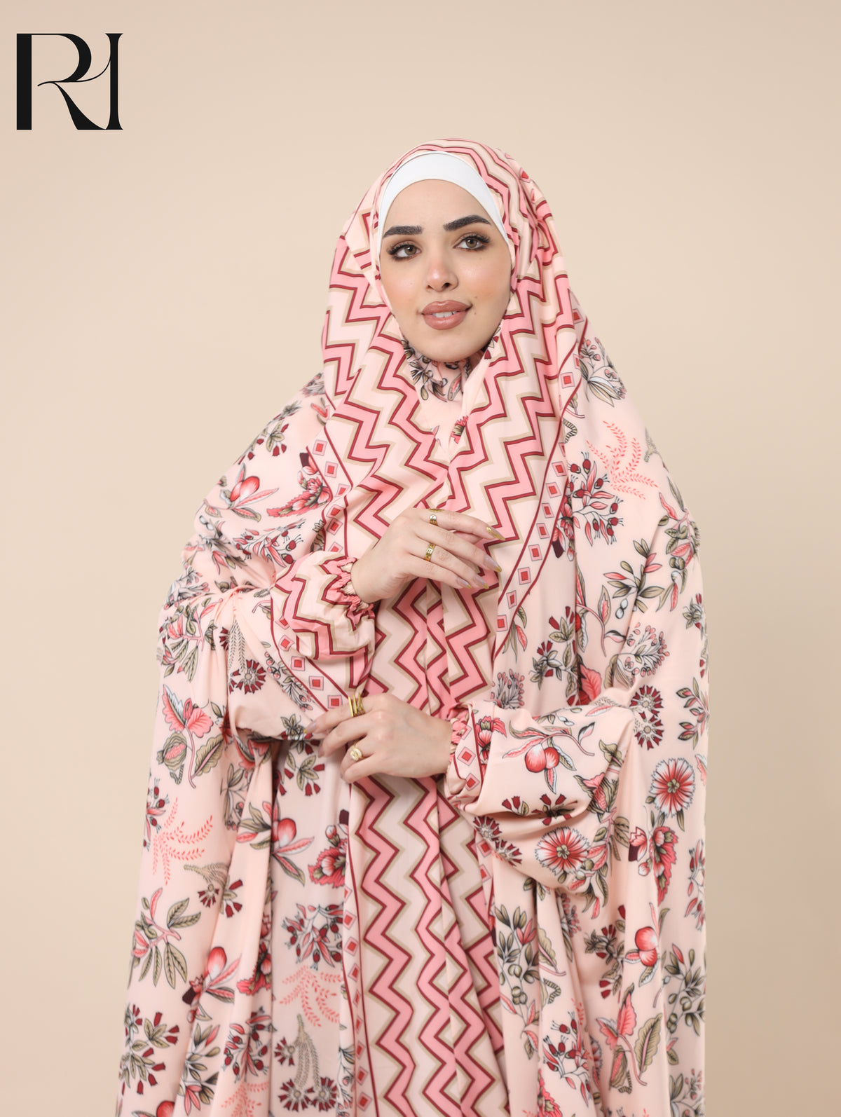 HIBA SUNRISE SATIN PRAYER GOWN - PEACH