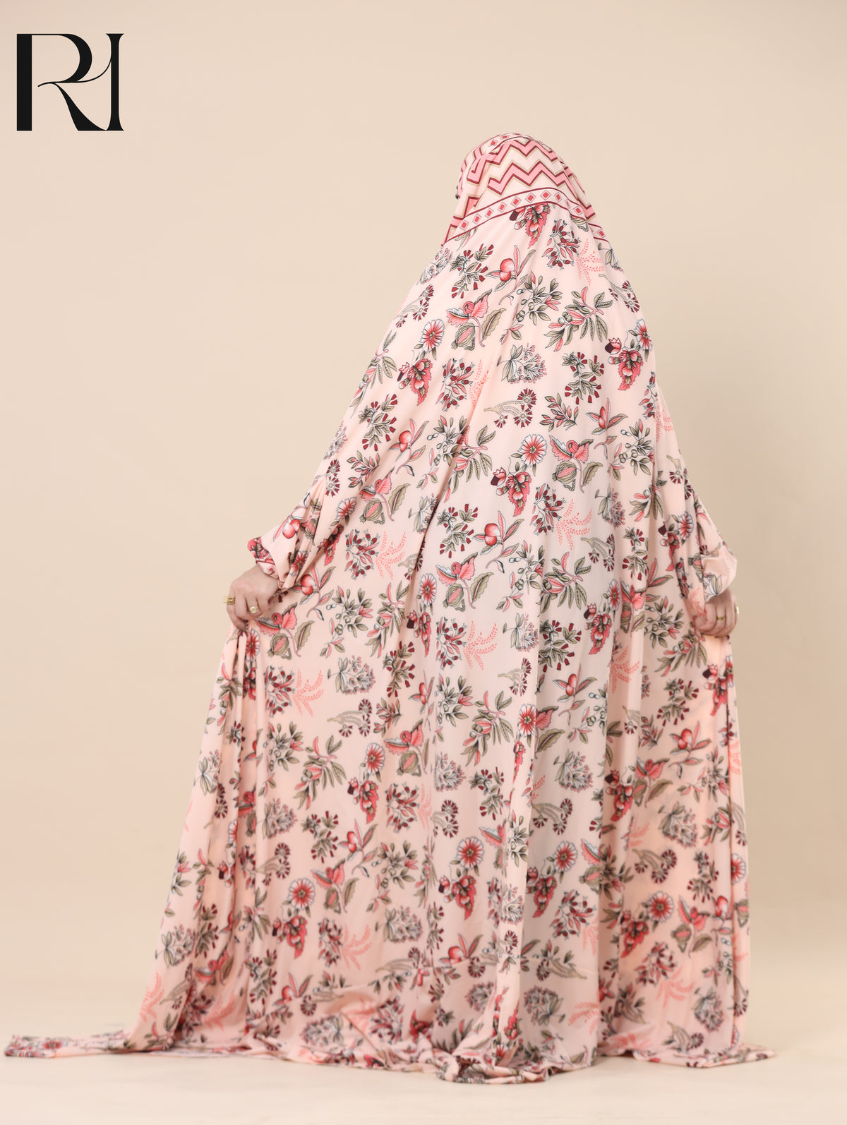 HIBA SUNRISE SATIN PRAYER GOWN - PEACH