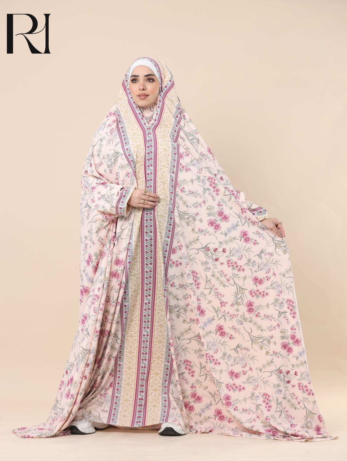 JUMANA MEADOW SATIN PRAYER GOWN - POWDER PINK