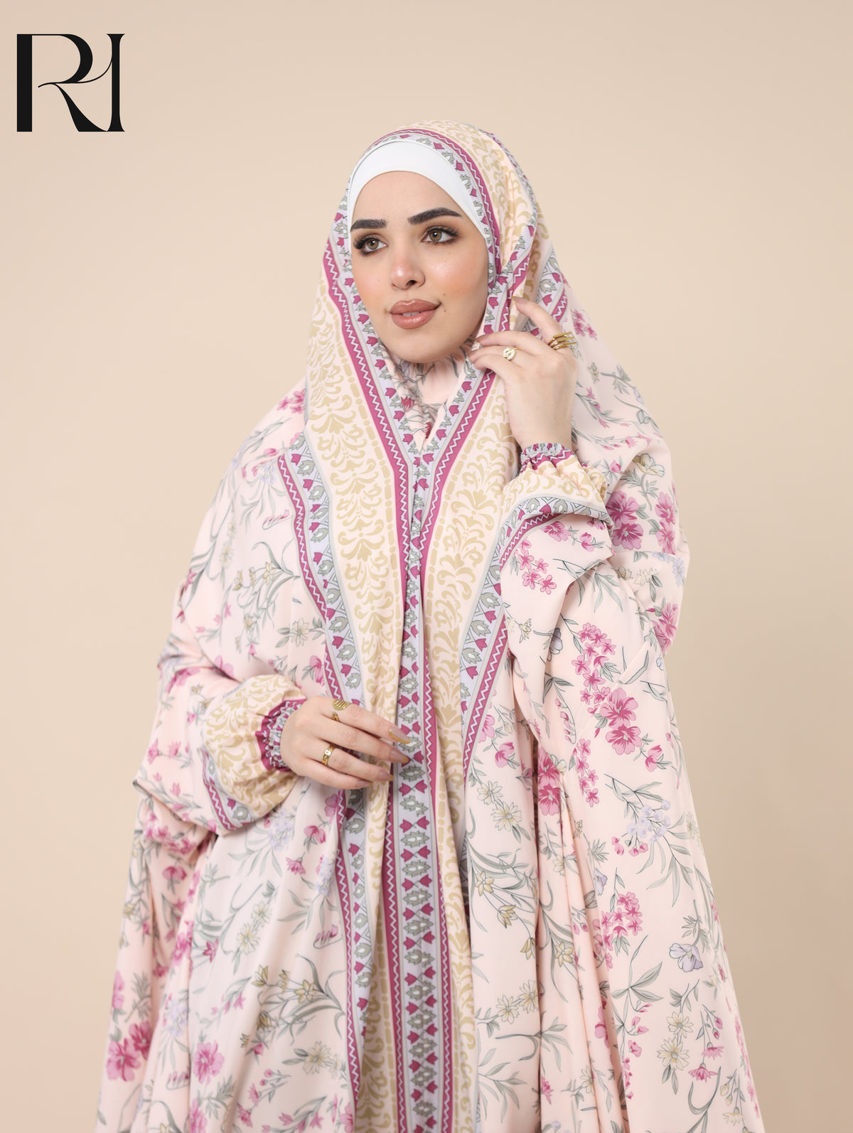 JUMANA MEADOW SATIN PRAYER GOWN - POWDER PINK