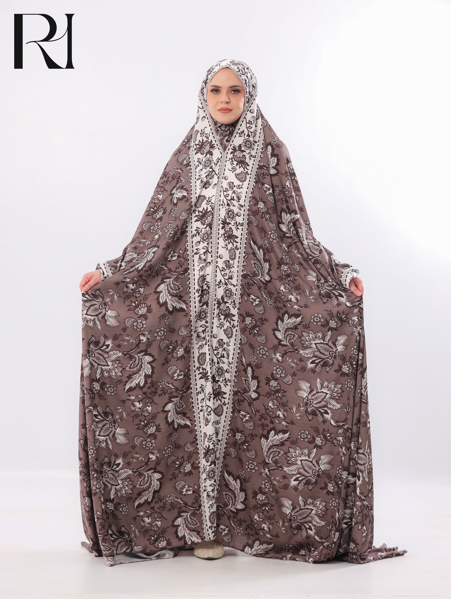 Noor Mocha Florentine Blended Satin Prayer Gown – Brown