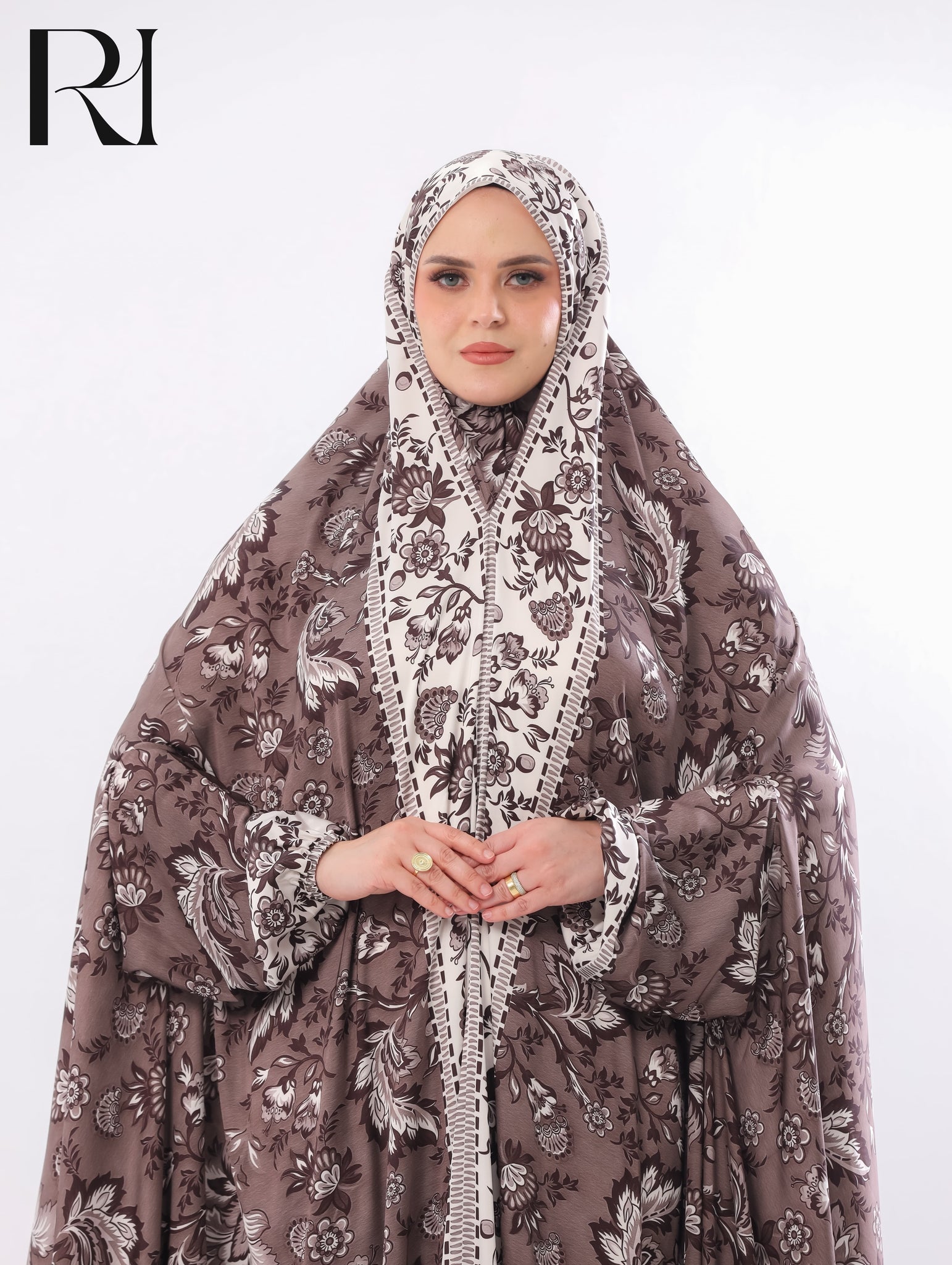 Noor Mocha Florentine Blended Satin Prayer Gown – Brown