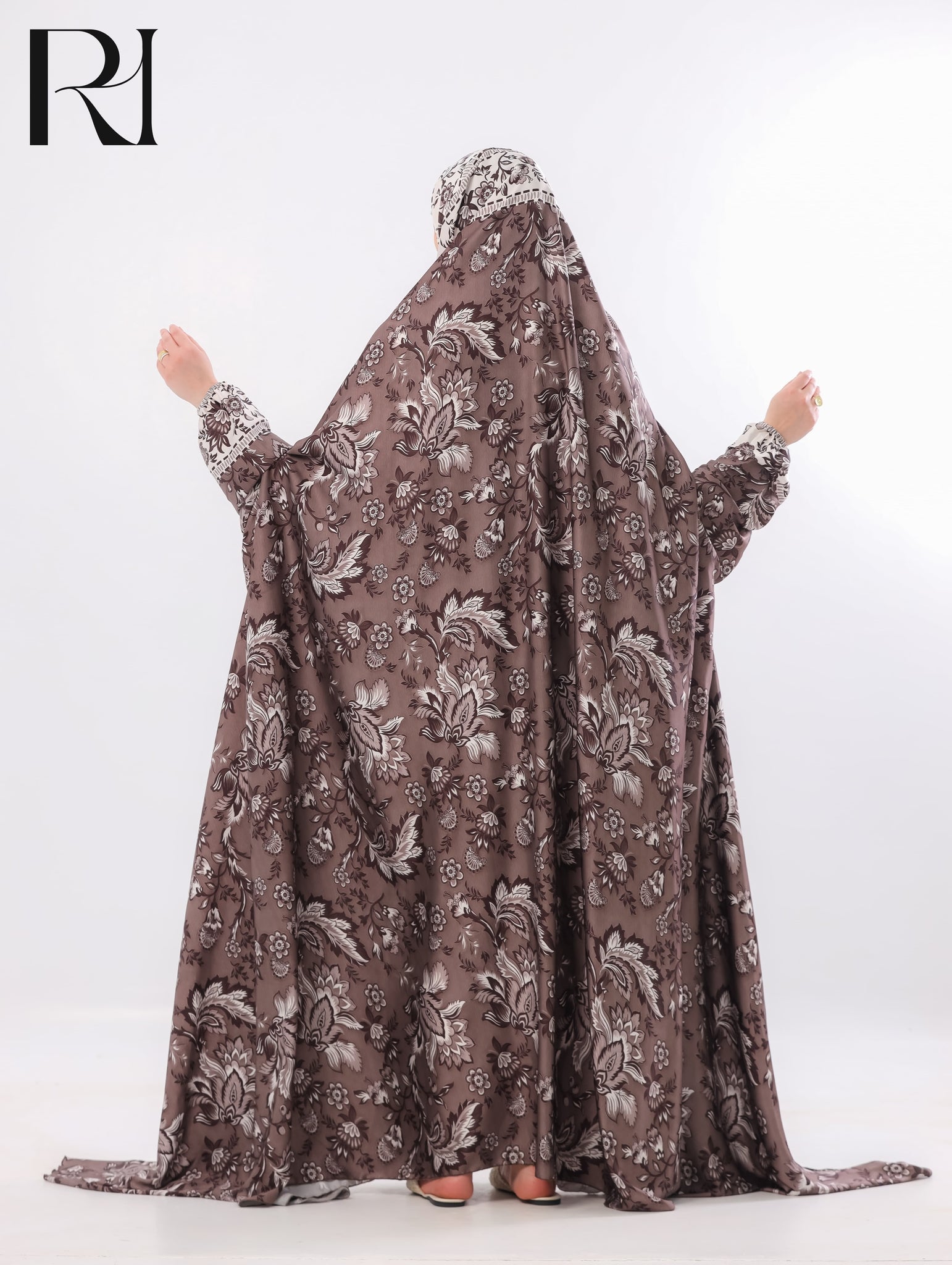 Noor Mocha Florentine Blended Satin Prayer Gown – Brown