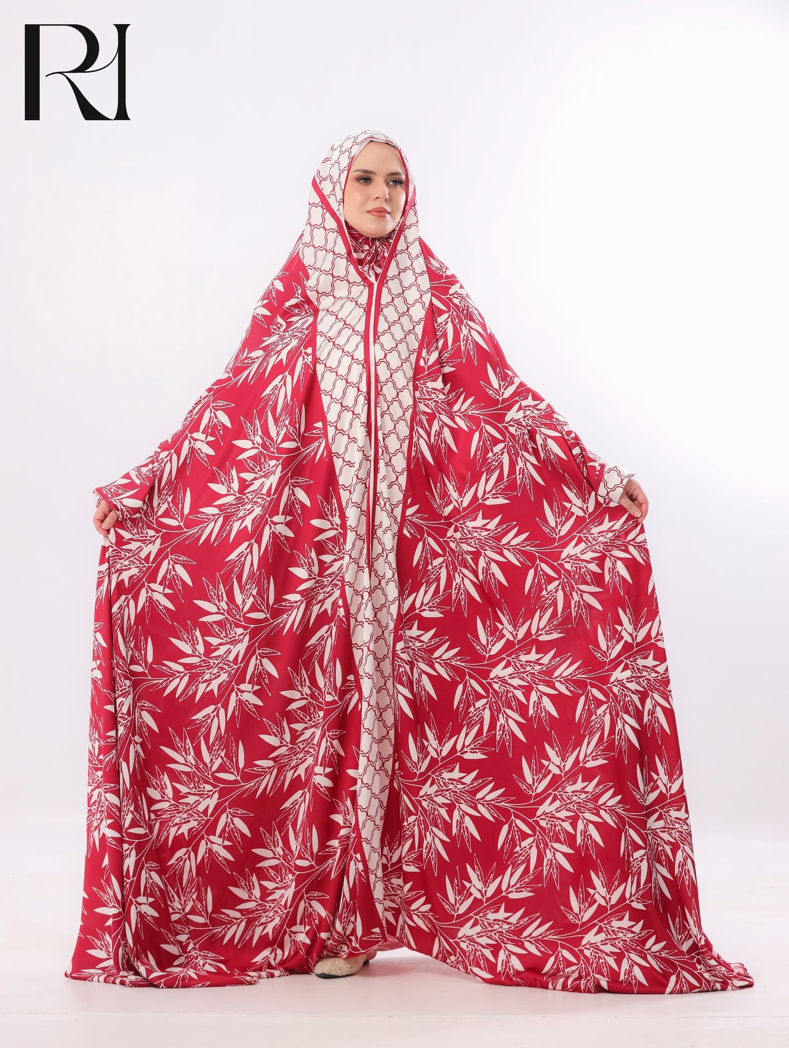 Noor Crimson Bamboo Prayer Gown – Red