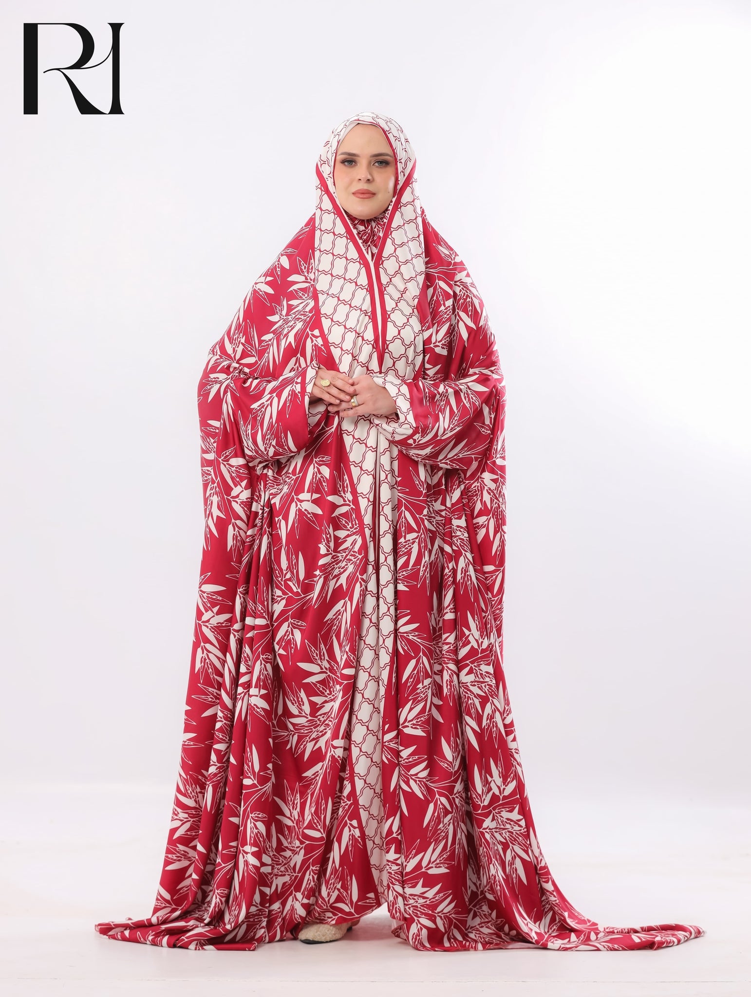 Noor Crimson Bamboo Prayer Gown – Red