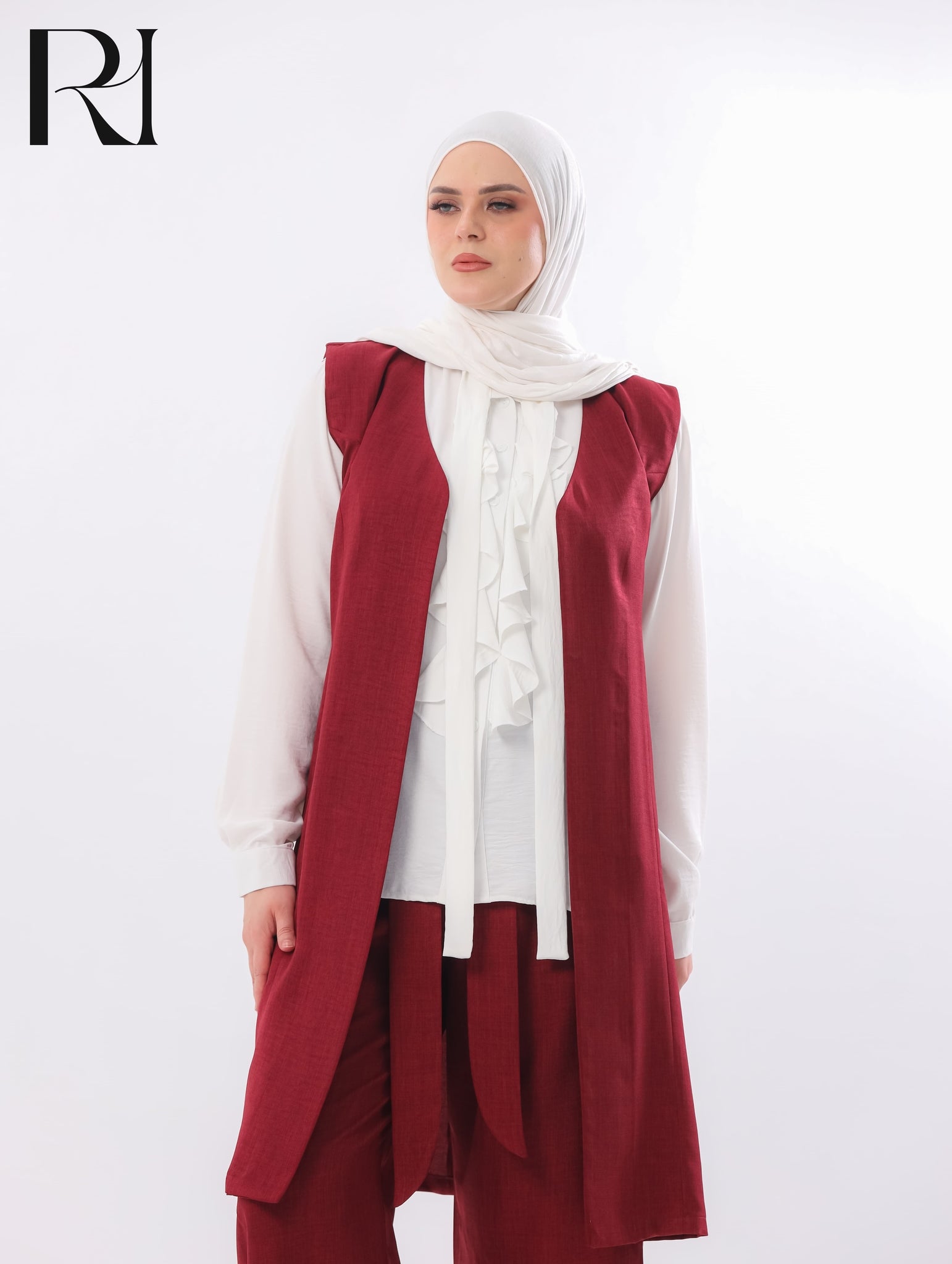 Mira Two-Piece Modest Set – Burgundy