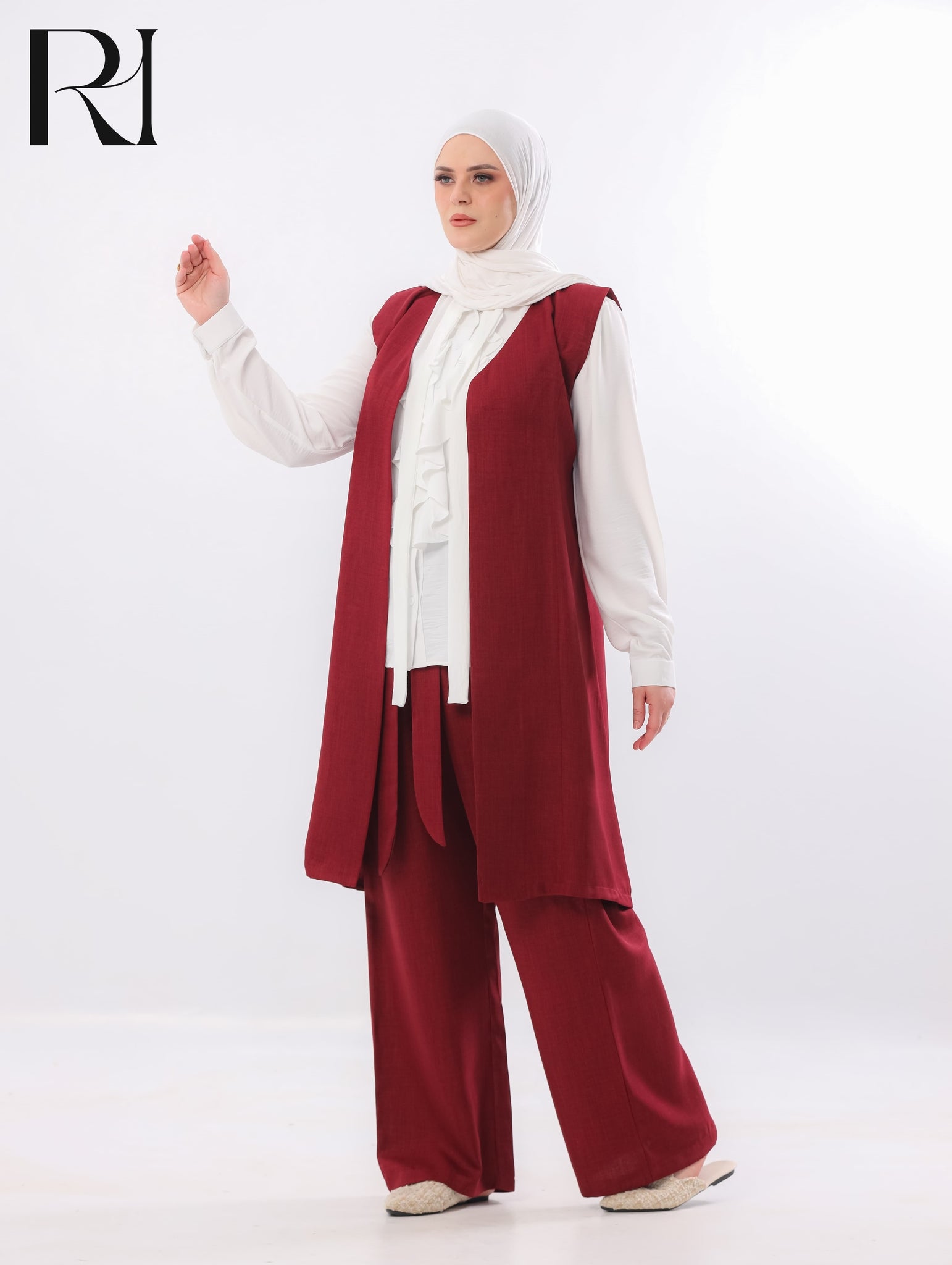 Mira Two-Piece Modest Set – Burgundy