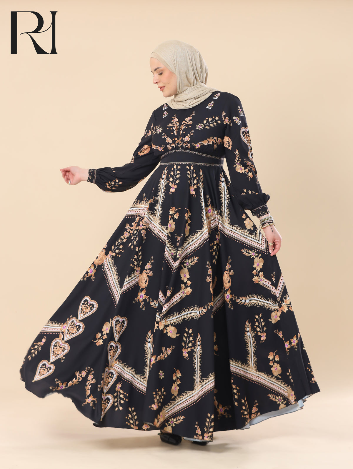 maxi dress with long sleeves