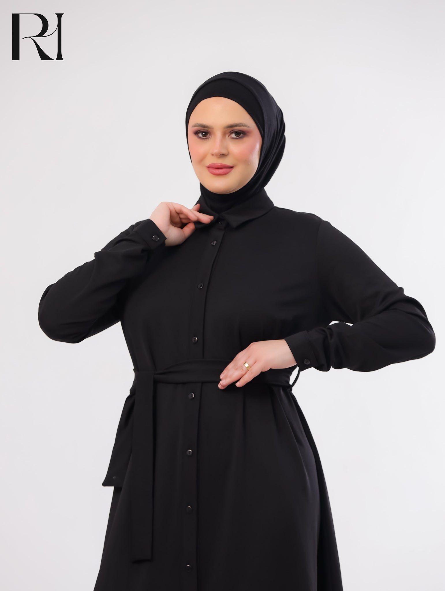 Batul Structured Knit Maxi Dress - Black