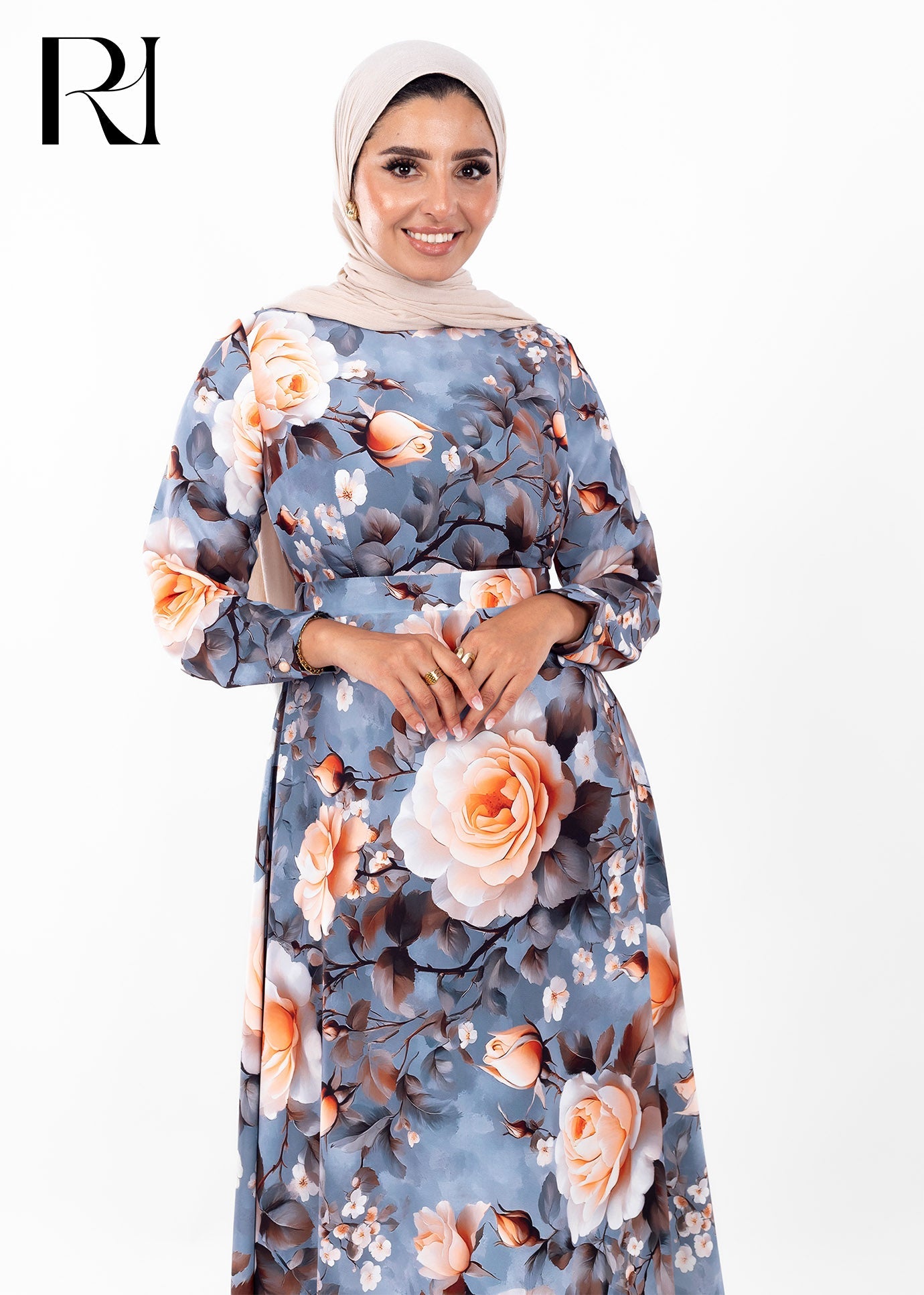 Sunset Bloom Floral Modest Maxi Dress