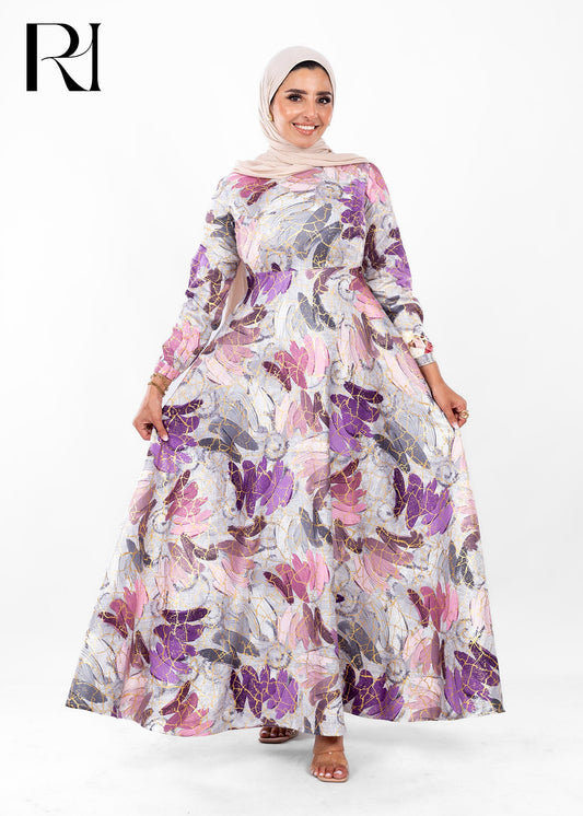 Amethyst Bloom Elegance Modest Maxi Dress