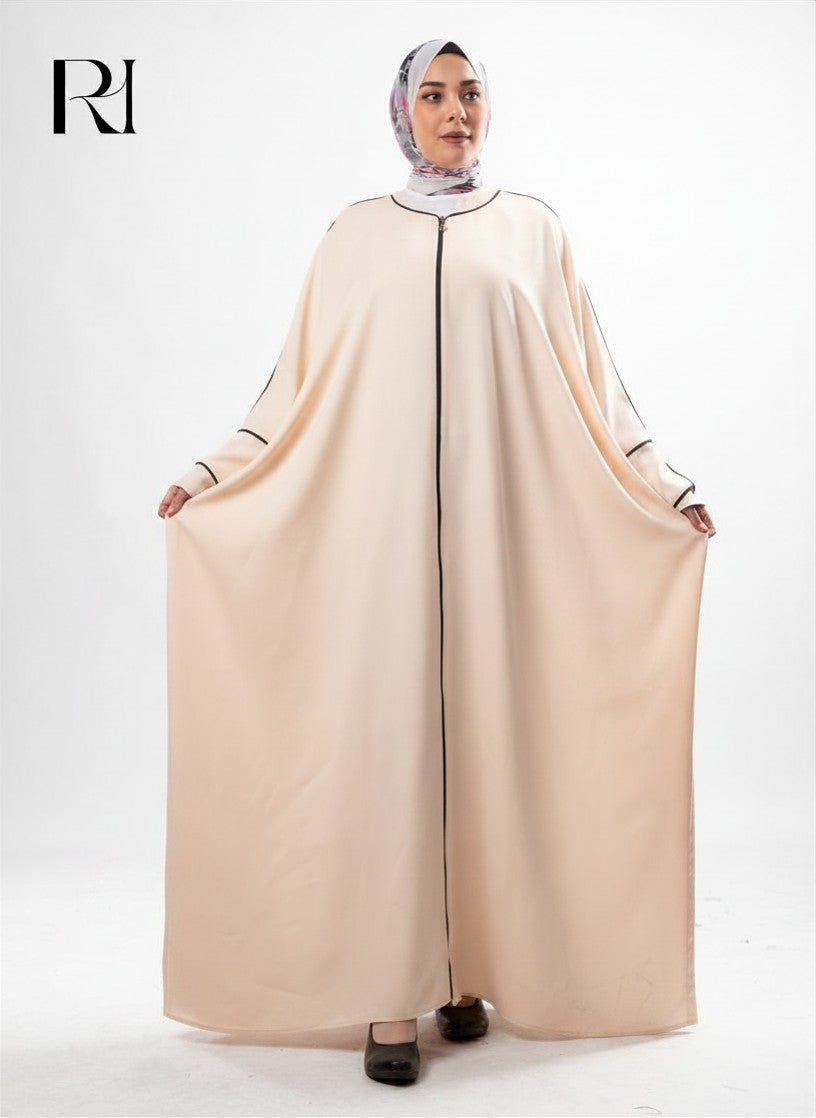 Layal Noir Soft Crepe Abaya - Beige