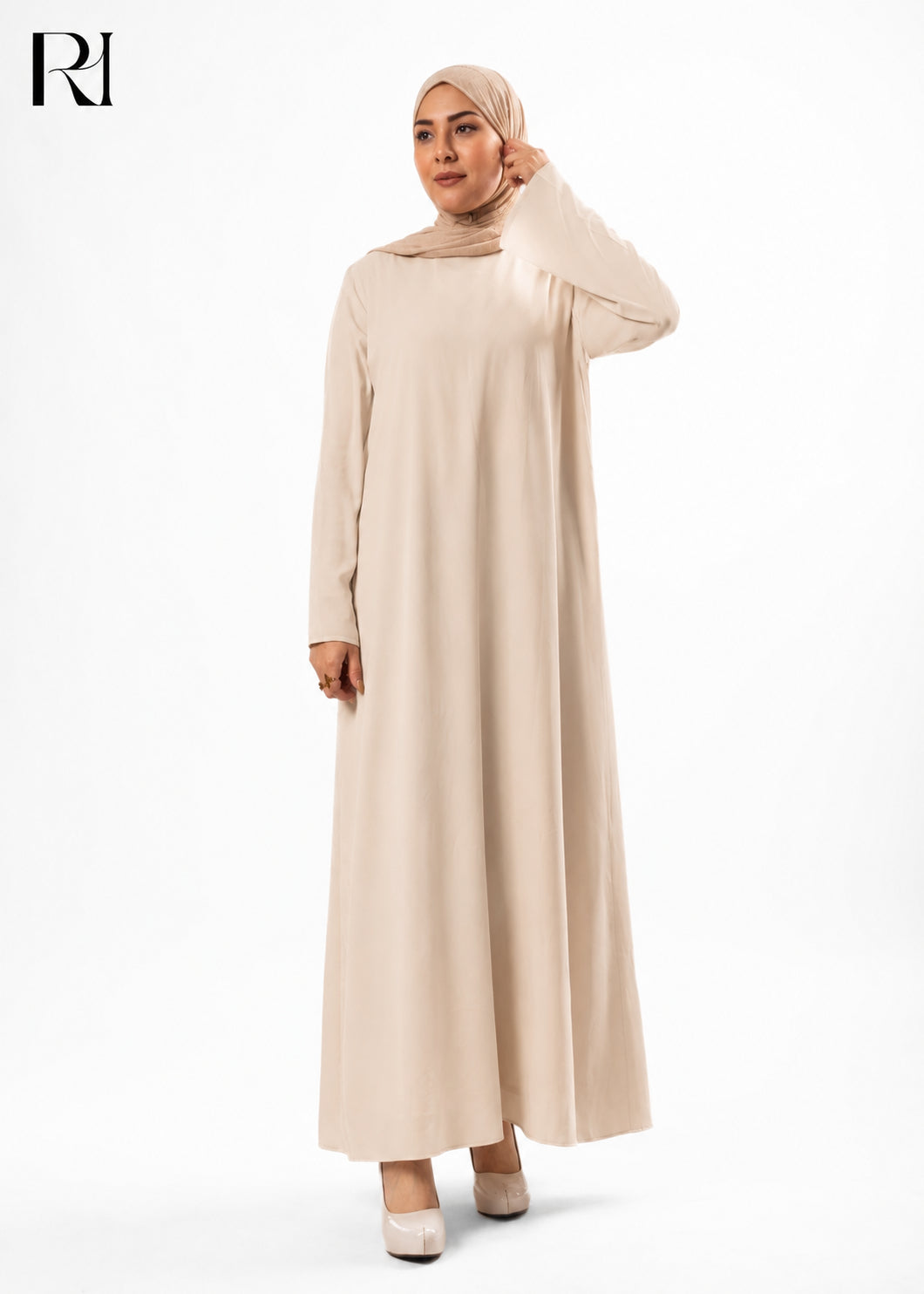 Mariam Lightweight Silky Maxi Dress – Beige