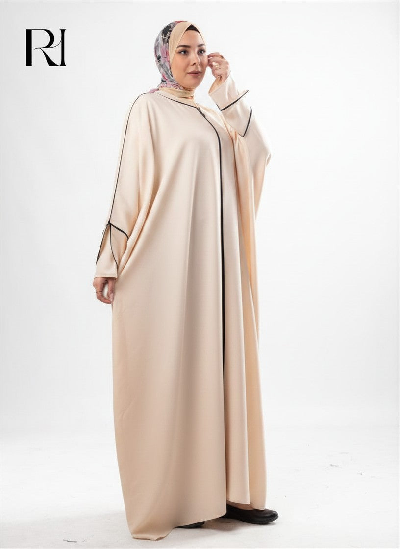 Layal Noir Soft Crepe Abaya - Beige