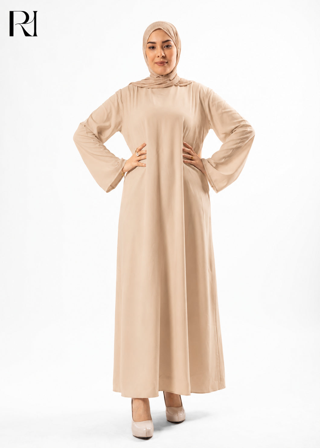 Mariam Lightweight Silky Maxi Dress – Beige