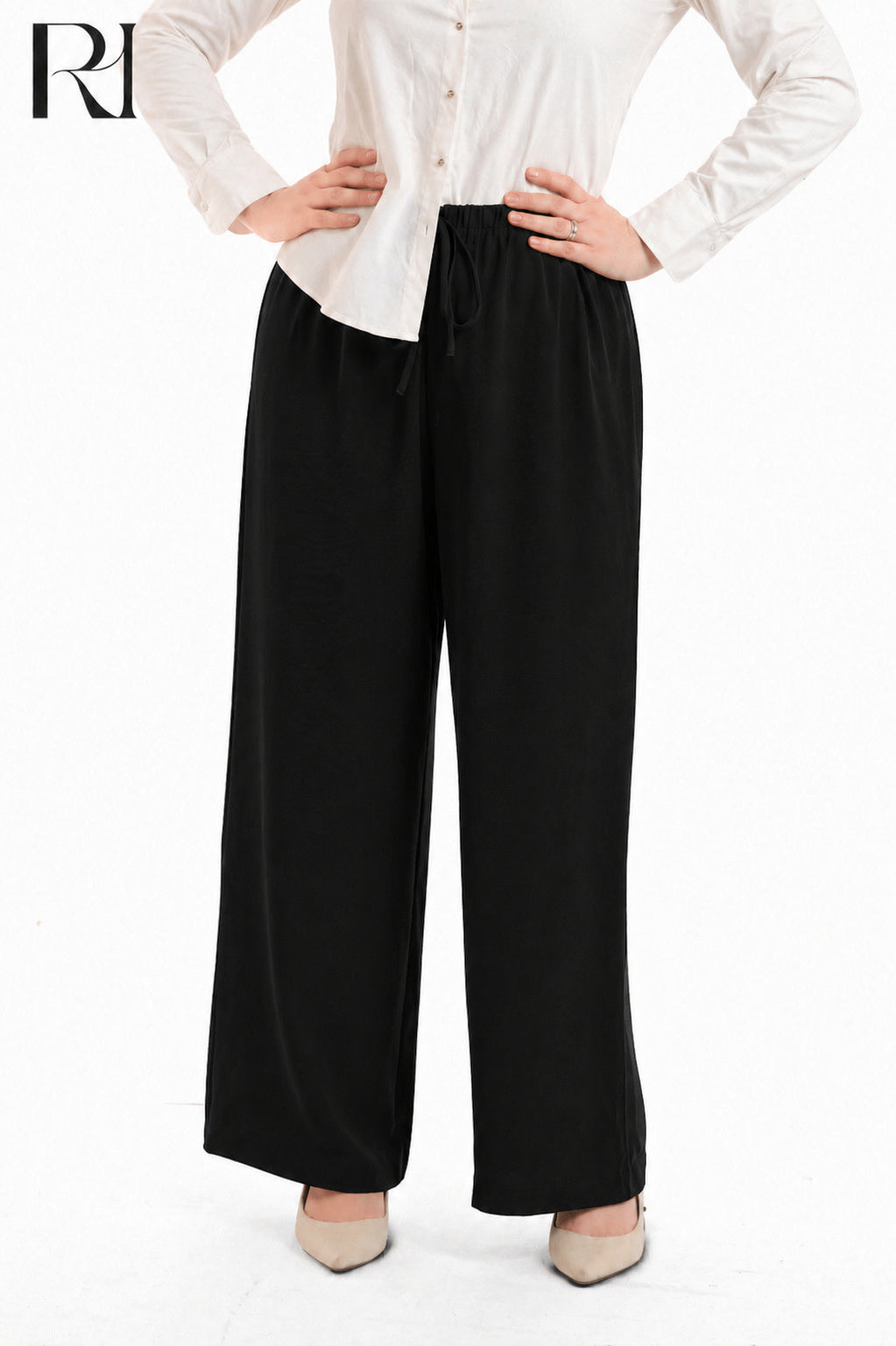 Nyla Linen Blend Trousers - Black
