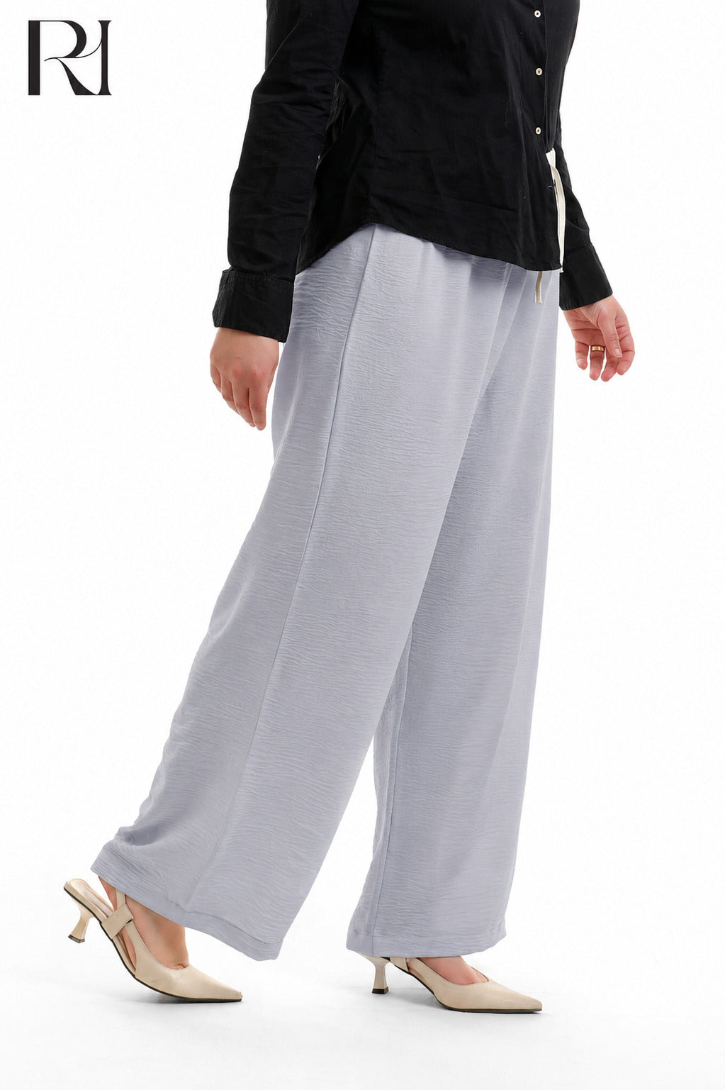 Nyla Linen Blend Trousers - Celeste Blue