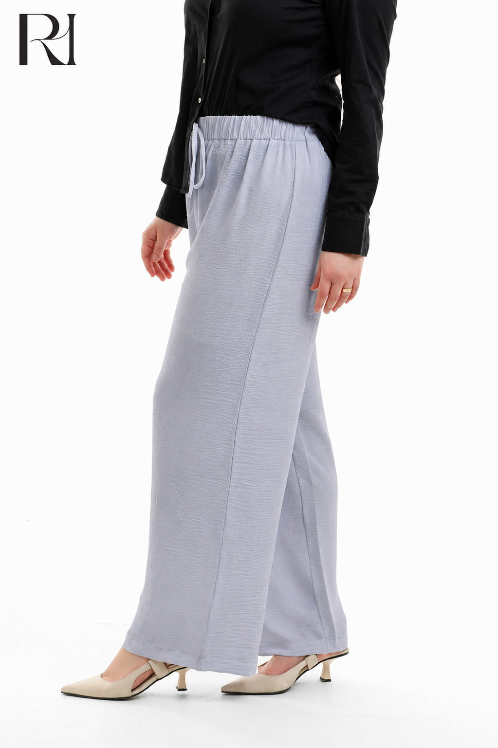 Nyla Linen Blend Trousers - Celeste Blue