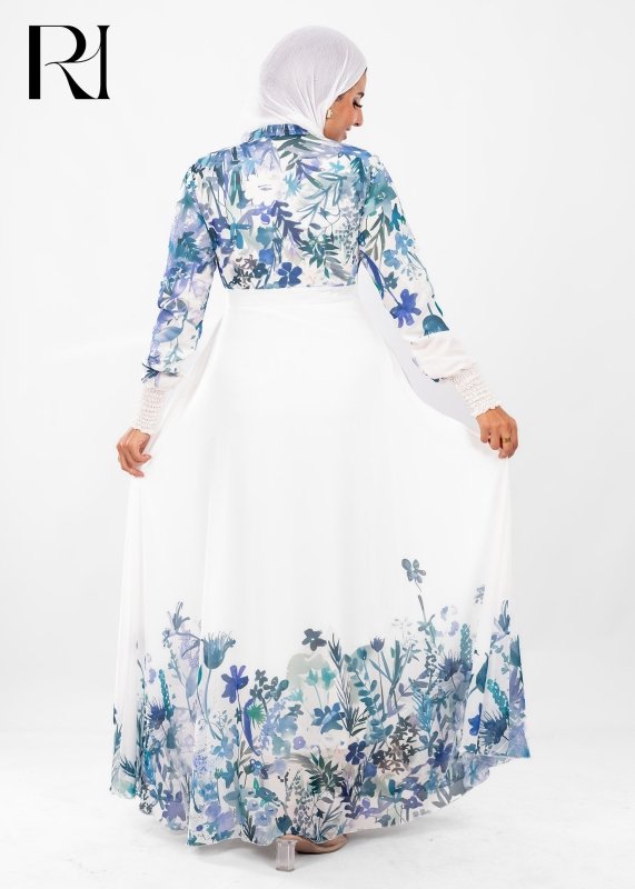 Blue Meadow Bloom Modest Maxi Dress - Ruehaya