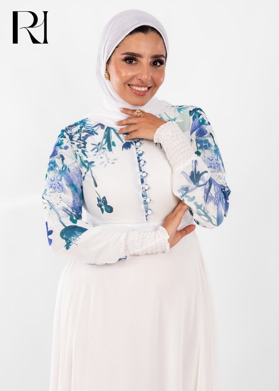 Blue Meadow Bloom Modest Maxi Dress - Ruehaya