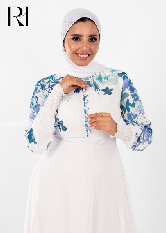 Blue Meadow Bloom Modest Maxi Dress - Ruehaya