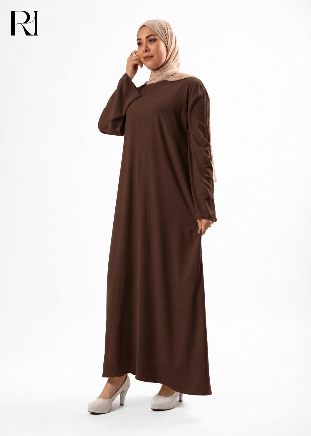 Mariam Lightweight Silky Maxi Dress – Brown