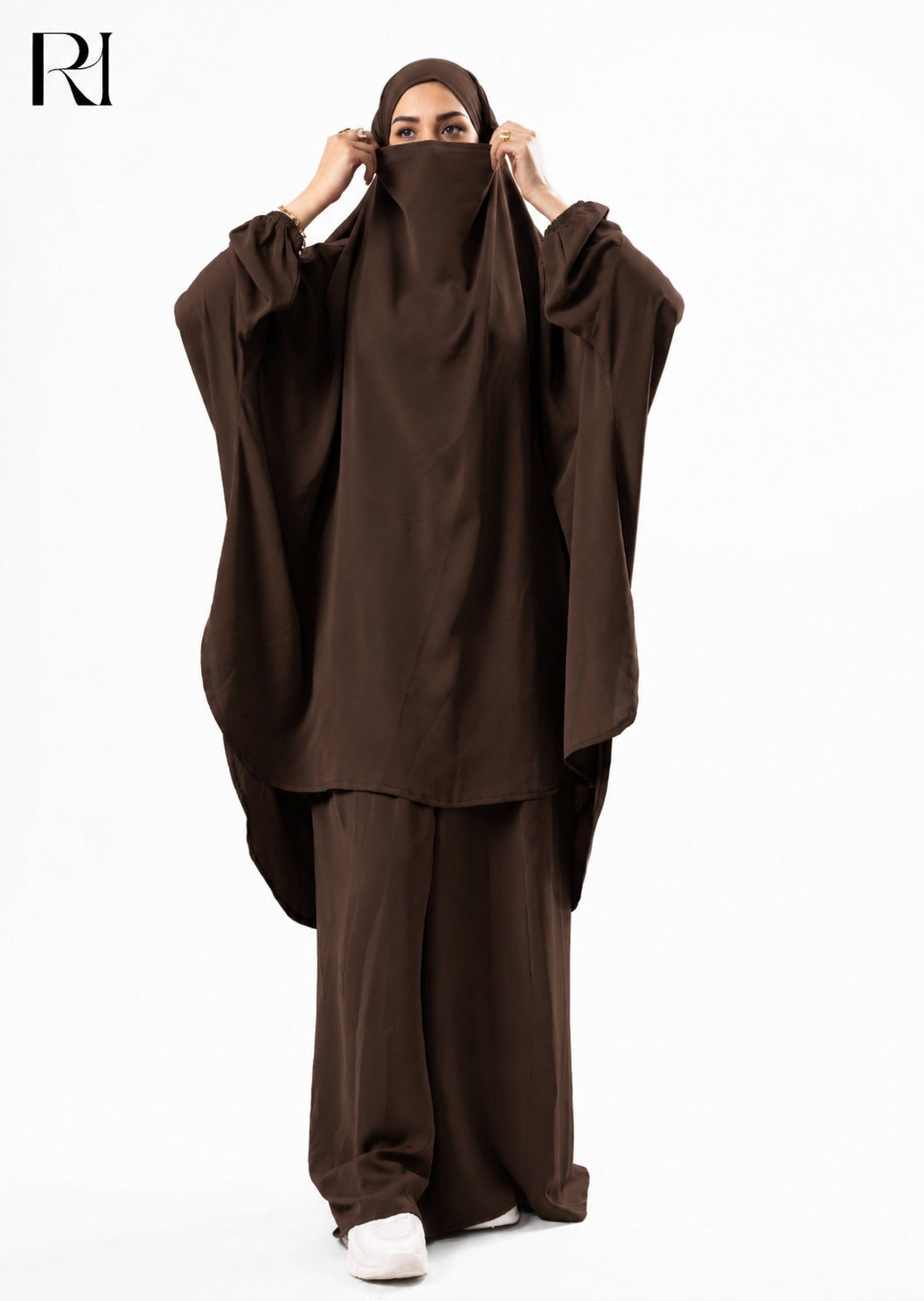 Jannat Lightweight Silk Prayer Set – Brown