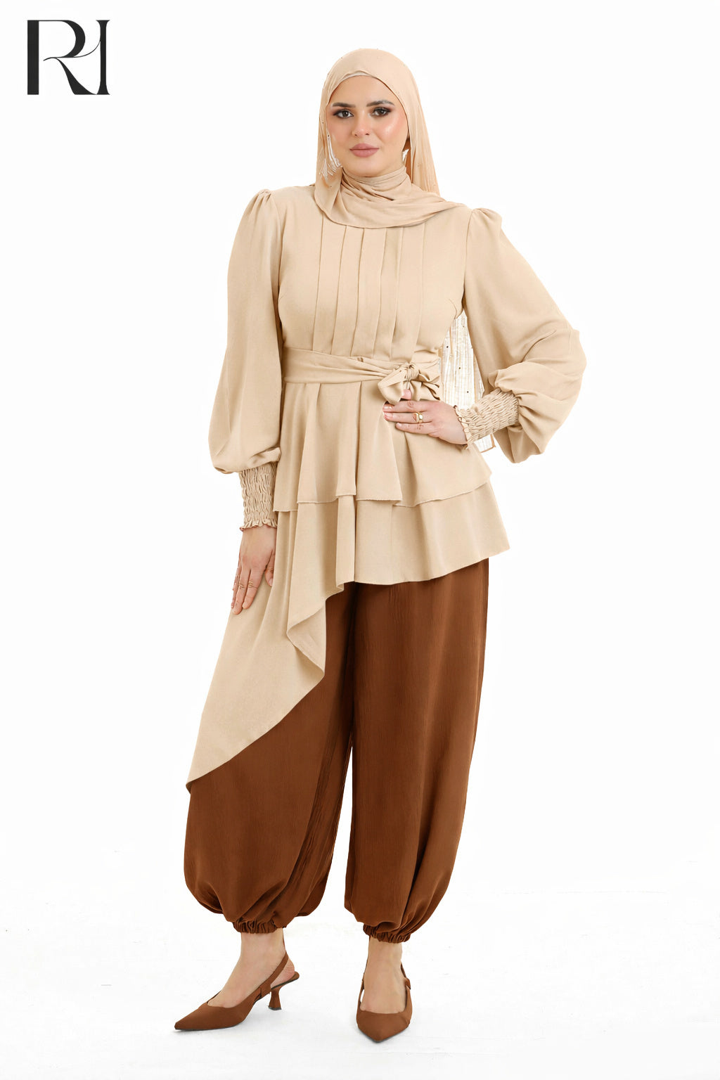 Mila Lightweight Silk Gathered Trousers - Burnt Orange