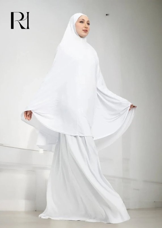 Classic White Modesty Ihram Abaya Set for Hajj and Umrah - Ruehaya