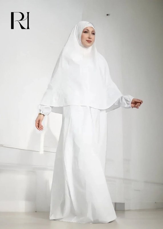 Classic White Modesty Ihram Abaya Set for Hajj and Umrah - Ruehaya