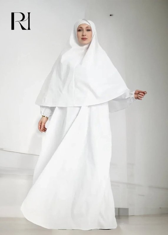 Classic White Modesty Ihram Abaya Set for Hajj and Umrah - Ruehaya