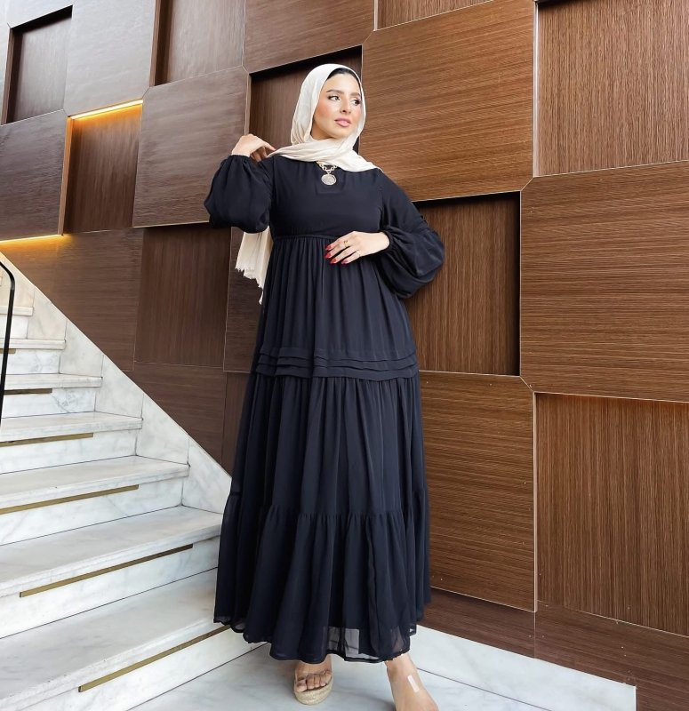 Dina Classic Long Sleeve Chiffon Dress - Ruehaya