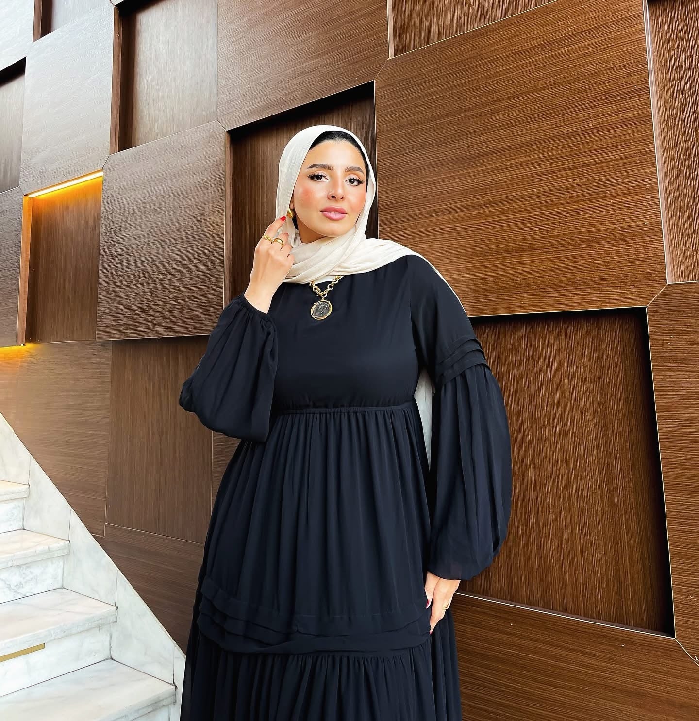 Dina Classic Long Sleeve Chiffon Dress - Ruehaya