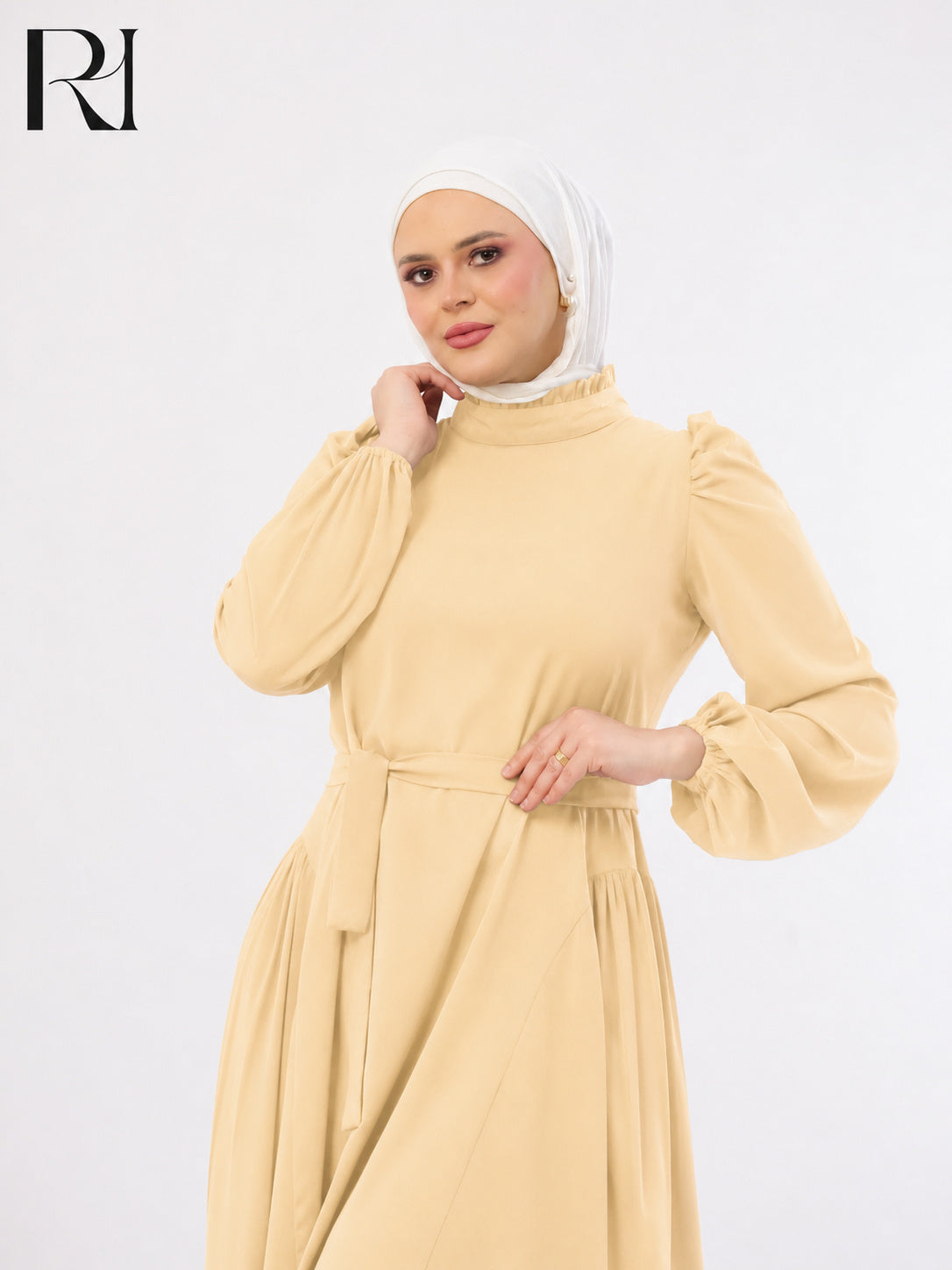 Amani Elegant Lightweight Silk Maxi Dress – Beige