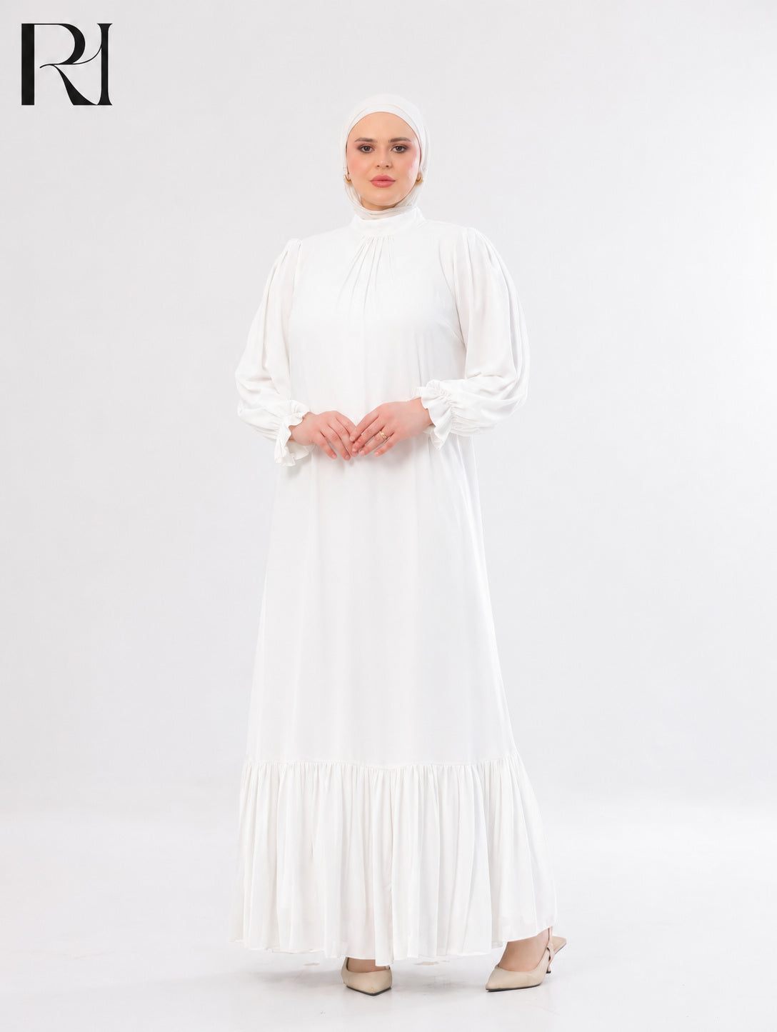 Najma Fresh Chiffon Maxi Dress – White