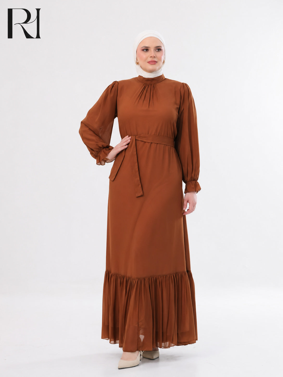 Najma Fresh Chiffon Maxi Dress – Burnt Orange