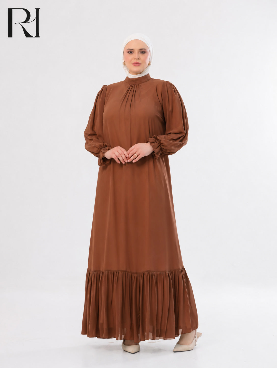 Najma Fresh Chiffon Maxi Dress – Burnt Orange