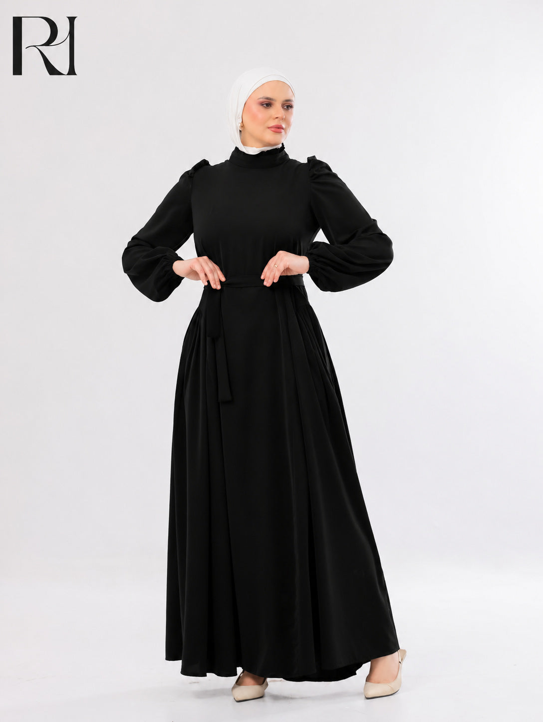 Amani Elegant Lightweight Silk Maxi Dress – Black