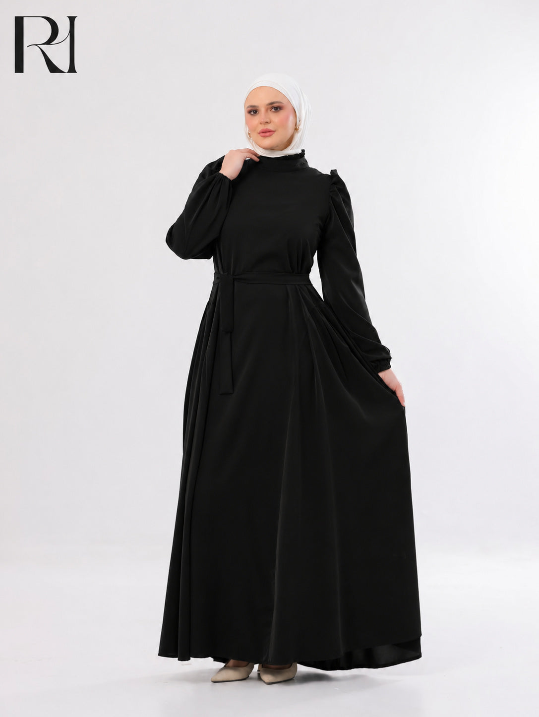 Amani Elegant Lightweight Silk Maxi Dress – Black