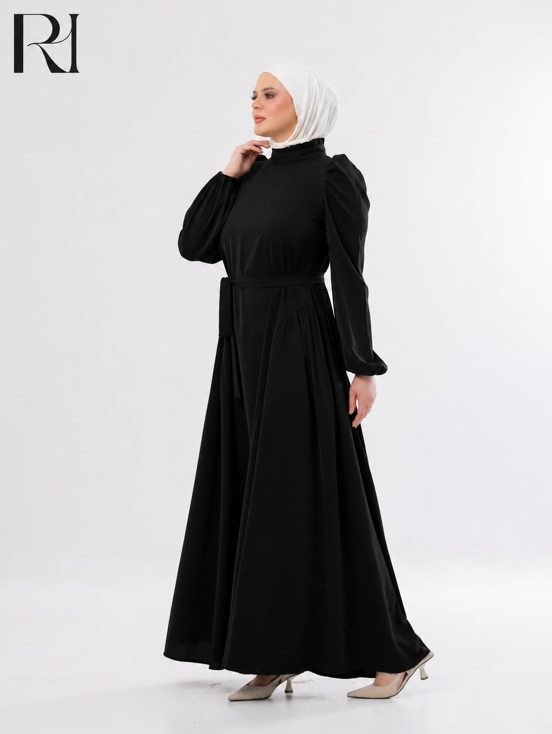 Amani Elegant Lightweight Silk Maxi Dress – Black